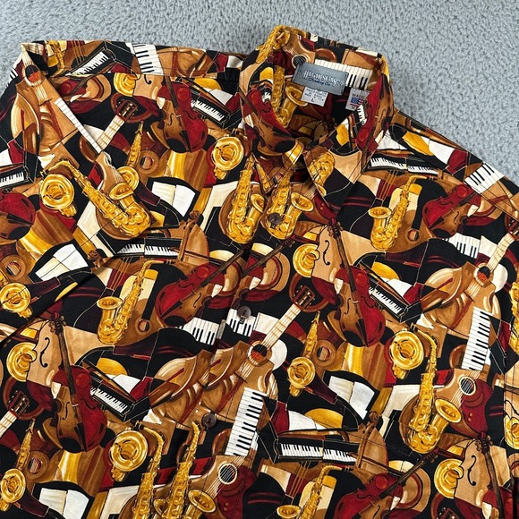 High Seas Trading Co Shirt Men's Large Button Down Musical Instruments Print USA - Picture 1 of 8